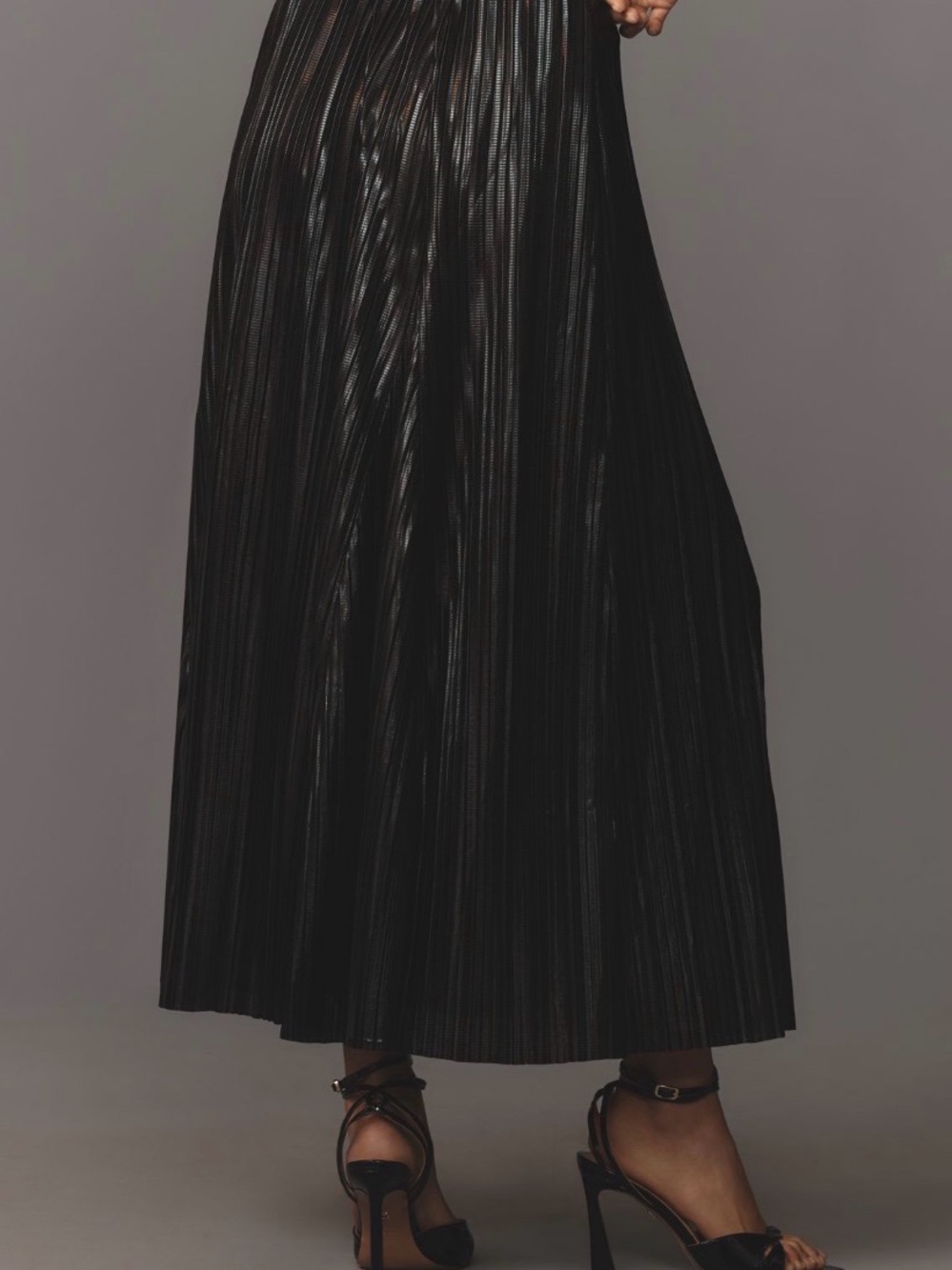 Anthropologie Metallic Pleated Midi Skirt - Picture 2 of 10